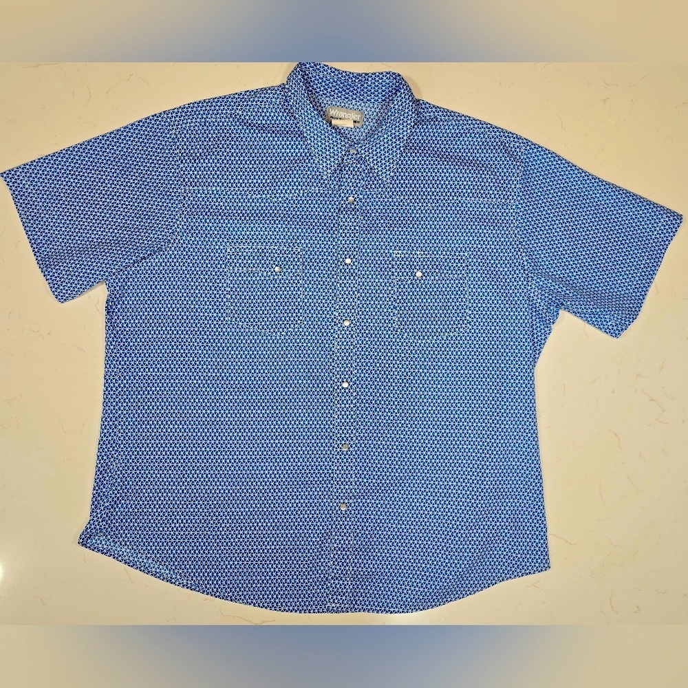 Vintage Wrangler Wrancher Pearl Snap Shirt Cowboy Men’s Western Blue Size XXL‎